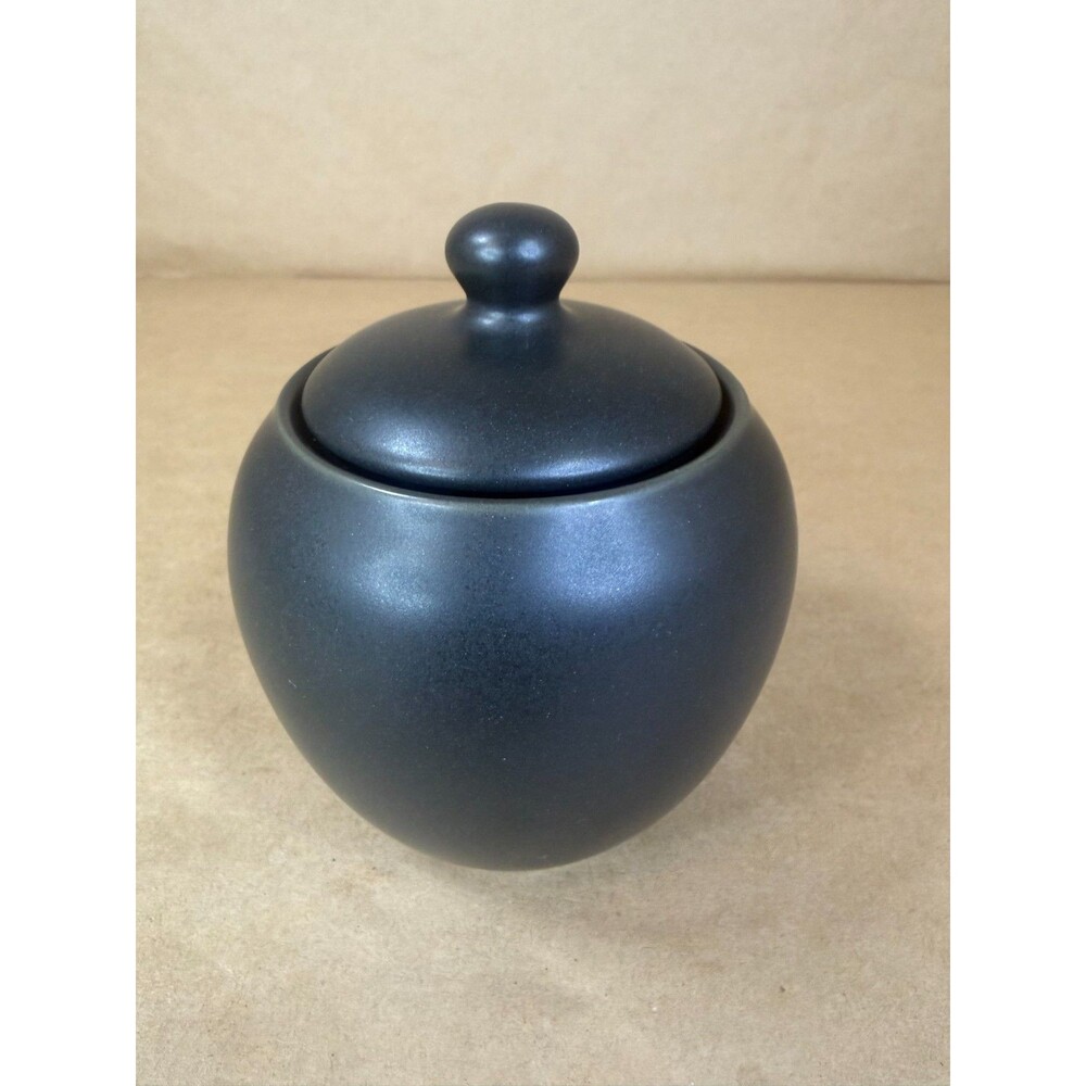 Noritake Colorwave Graphite Covered Sugar Bowl with Lid - Modern Stoneware